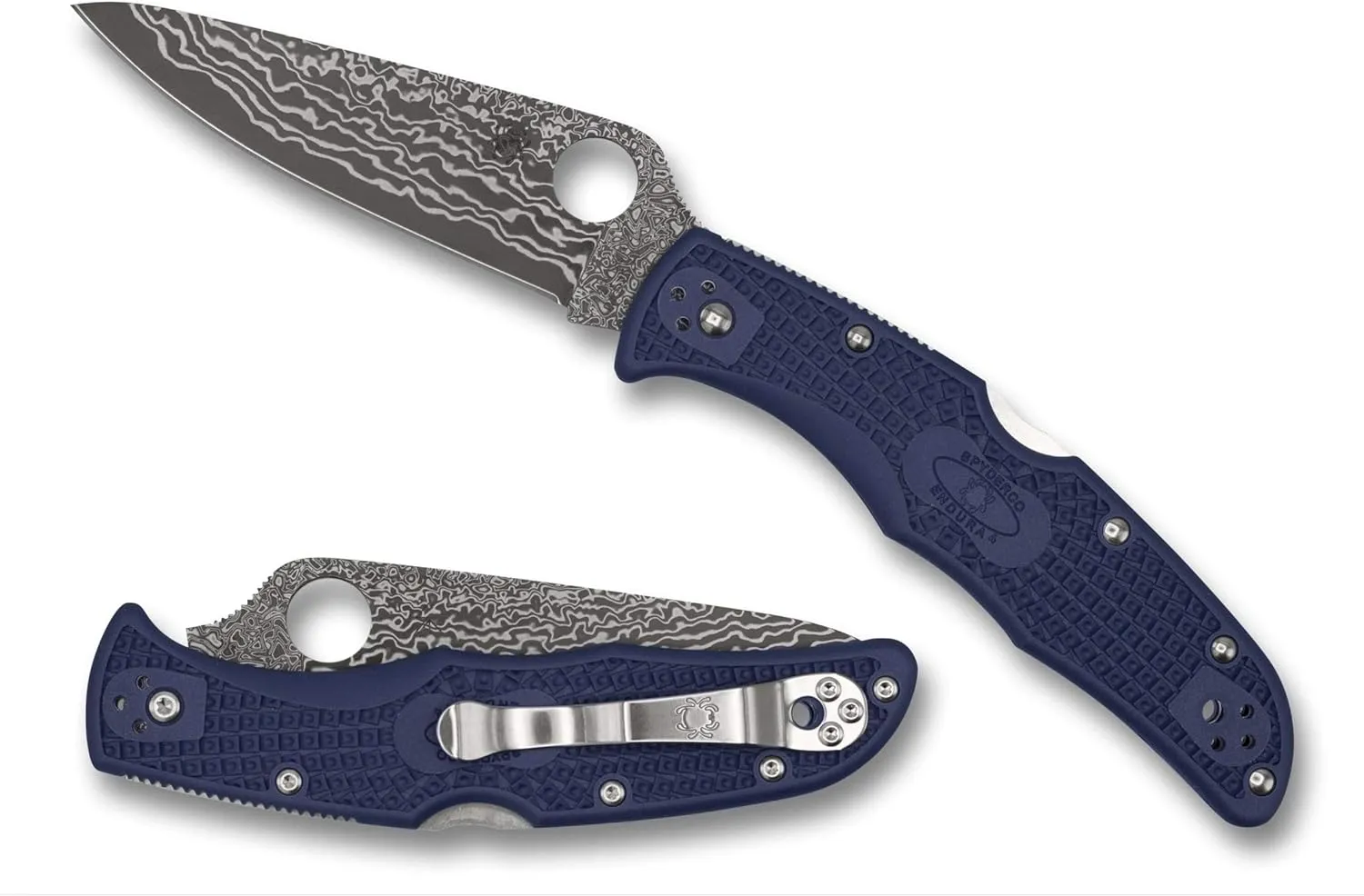 Spyderco C10FPNBD Endura KnifeJoy Exclusive KJ Steel Blue FRN Damascus Knife