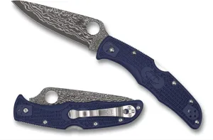 Spyderco C10FPNBD Endura KnifeJoy Exclusive KJ Steel Blue FRN Damascus Knife