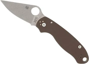 Spyderco Knives para 3 Liner Lock C223GPBN15V Brown G-10 and CPM 15V Carbon Steel Pocket Knife