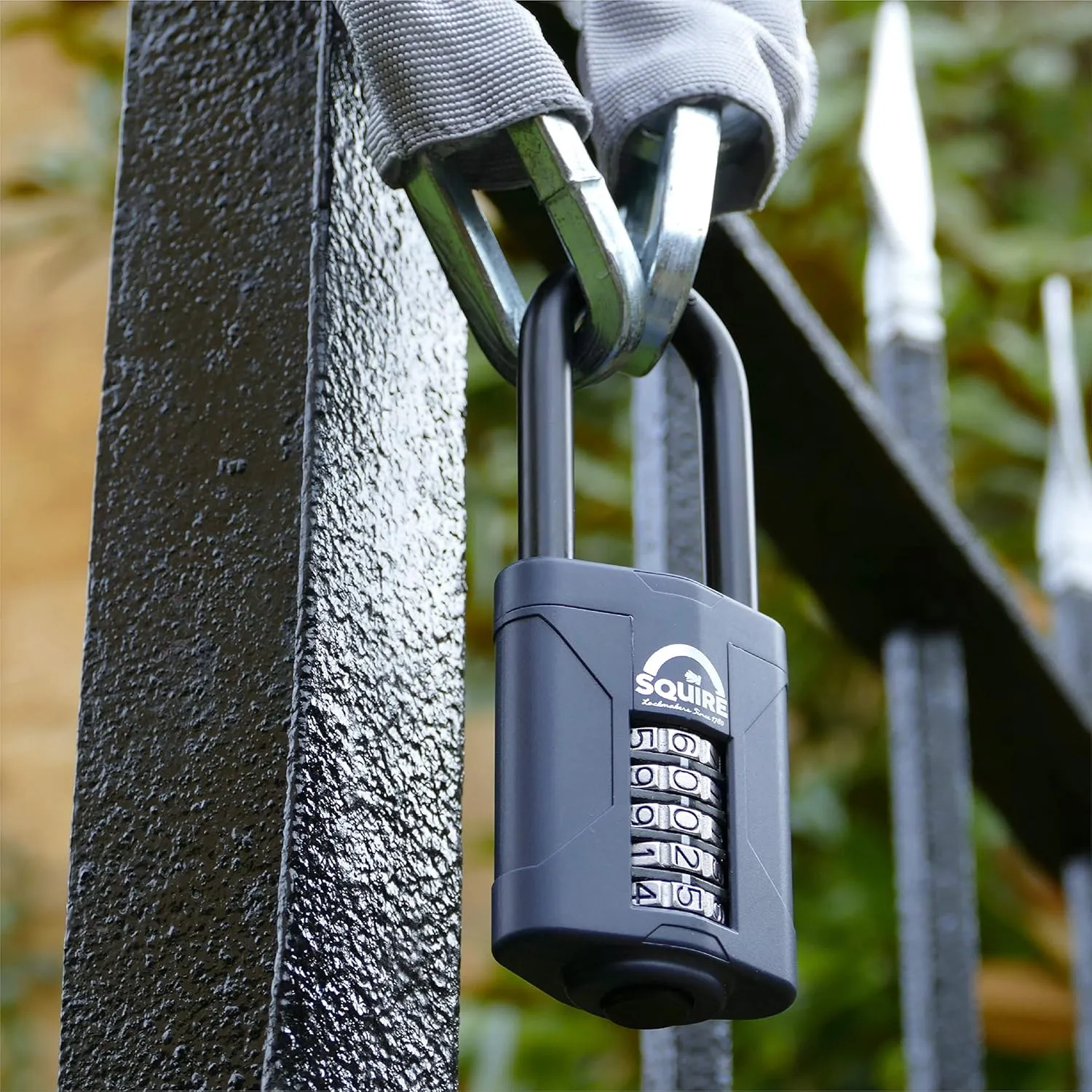 Squire Heavy Duty Padlock CP60/2.5 - Toughest Long Shackle 5 Wheel Combination Padlock, Alloy Steel, Corrosion Resistance, Weatherproof - Blue, 2.36 in