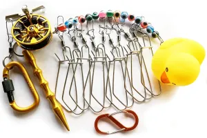 SRRPS PIGEON Fish Stringer with Reel Steel Wire Float Fishing Stringer with 10 Stainless Steel Snaps Fish Lock…