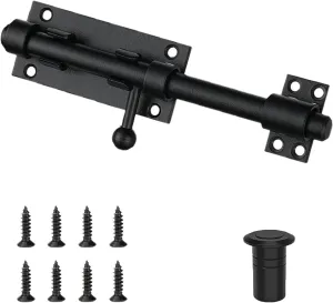 Stainless Steel 8-Inch Black Barrel Bolt Latch Fence/Barn/Dog House/Bedroom Barrel Door Latch