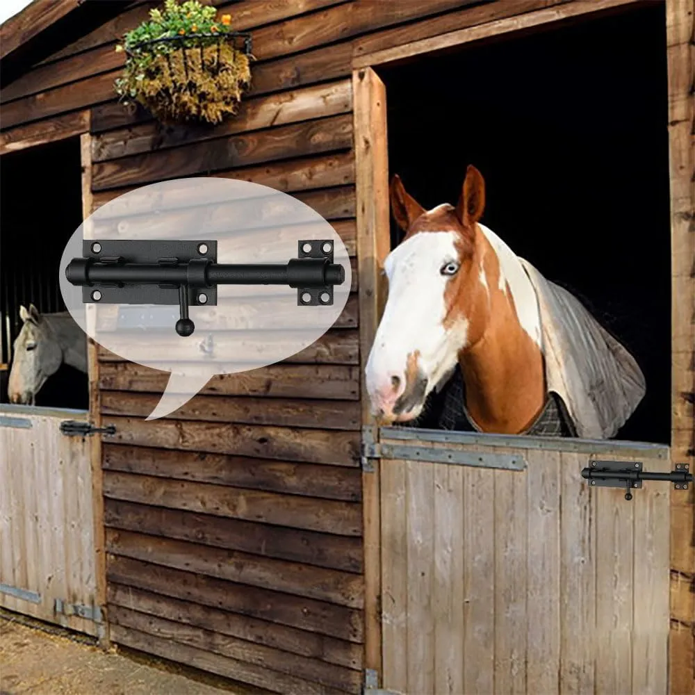 Stainless Steel 8-Inch Black Barrel Bolt Latch Fence/Barn/Dog House/Bedroom Barrel Door Latch