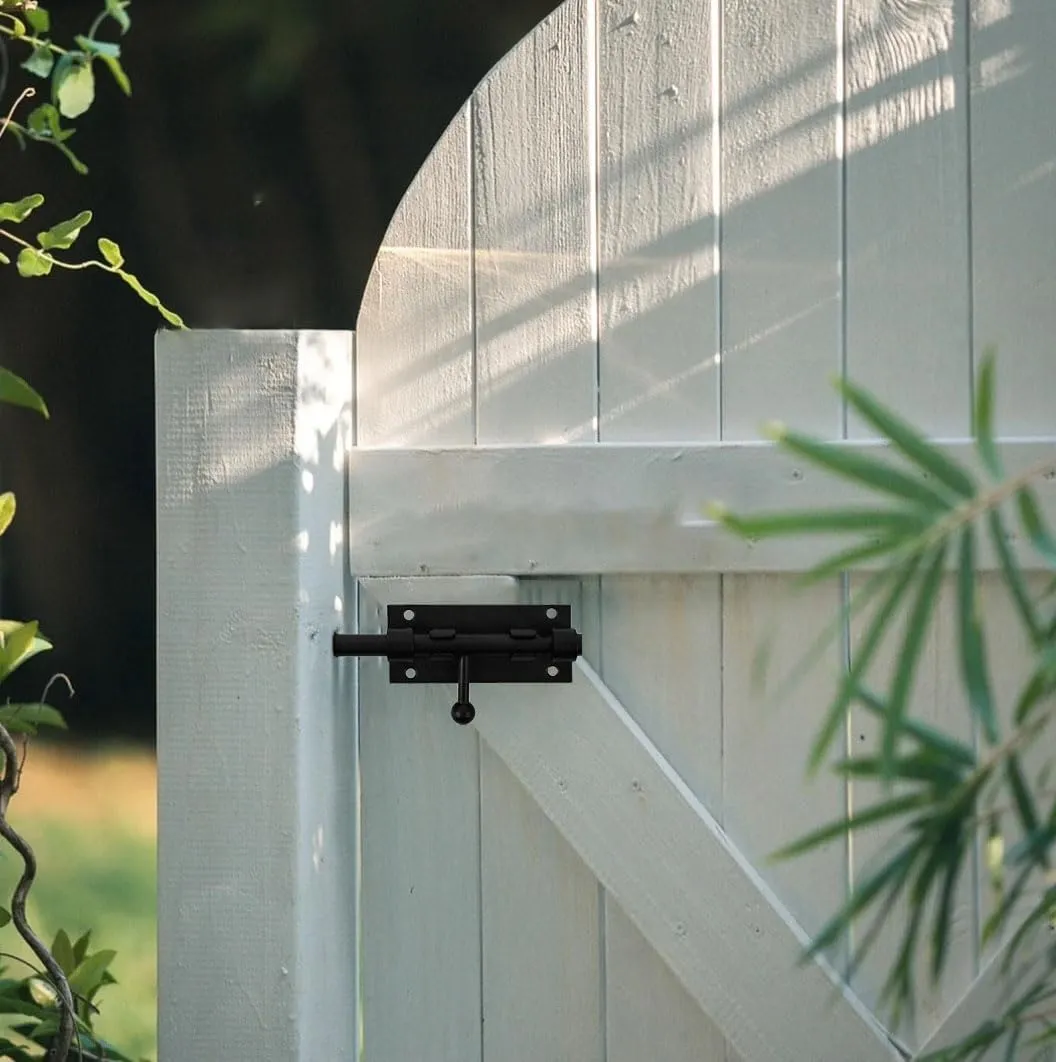 Stainless Steel 8-Inch Black Barrel Bolt Latch Fence/Barn/Dog House/Bedroom Barrel Door Latch
