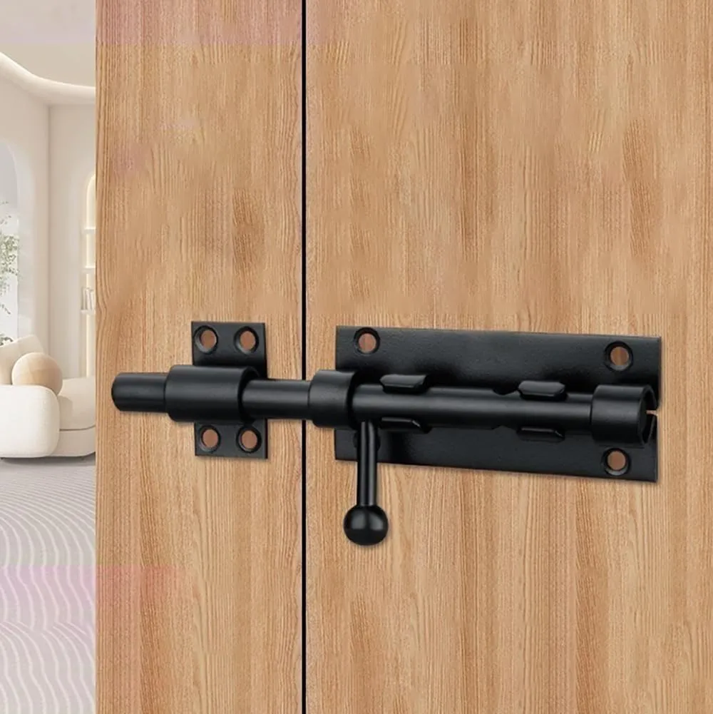 Stainless Steel 8-Inch Black Barrel Bolt Latch Fence/Barn/Dog House/Bedroom Barrel Door Latch