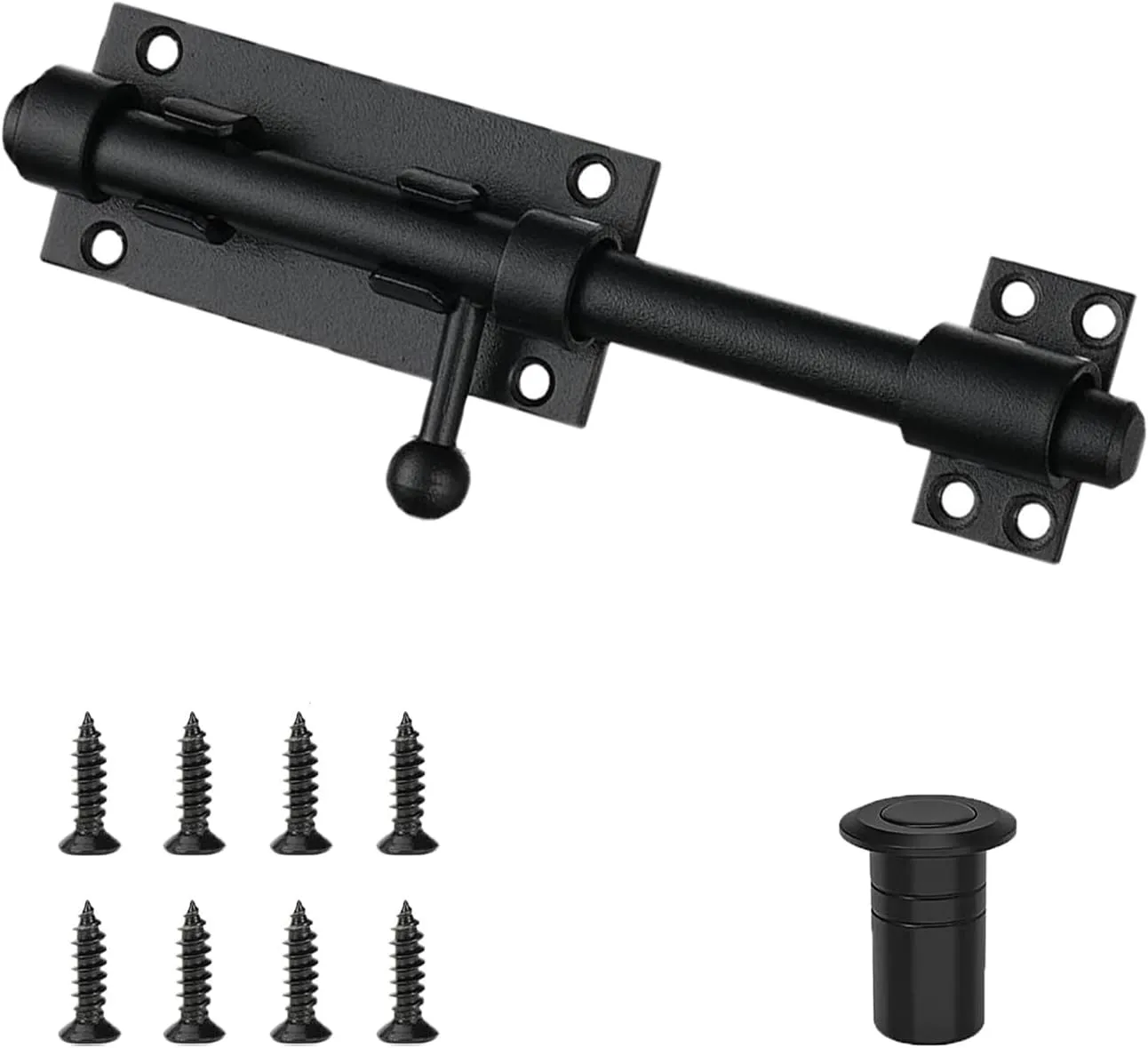 Stainless Steel 8-Inch Black Barrel Bolt Latch Fence/Barn/Dog House/Bedroom Barrel Door Latch