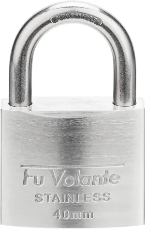 Stainless Steel Pin Tumbler Padlock, 304 Marine Series, Weatherproof Padlock for Outdoor use, 1-9/16 inch Wide Body, Keyed Different - Stainless Steel Body & Shackle