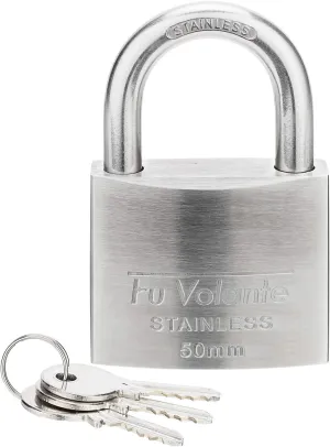Stainless Steel Pin Tumbler Padlock, 304 Marine Series, Weatherproof Padlock for Outdoor use, 2 inch Wide Body, Keyed Different - Stainless Steel Body & Shackle