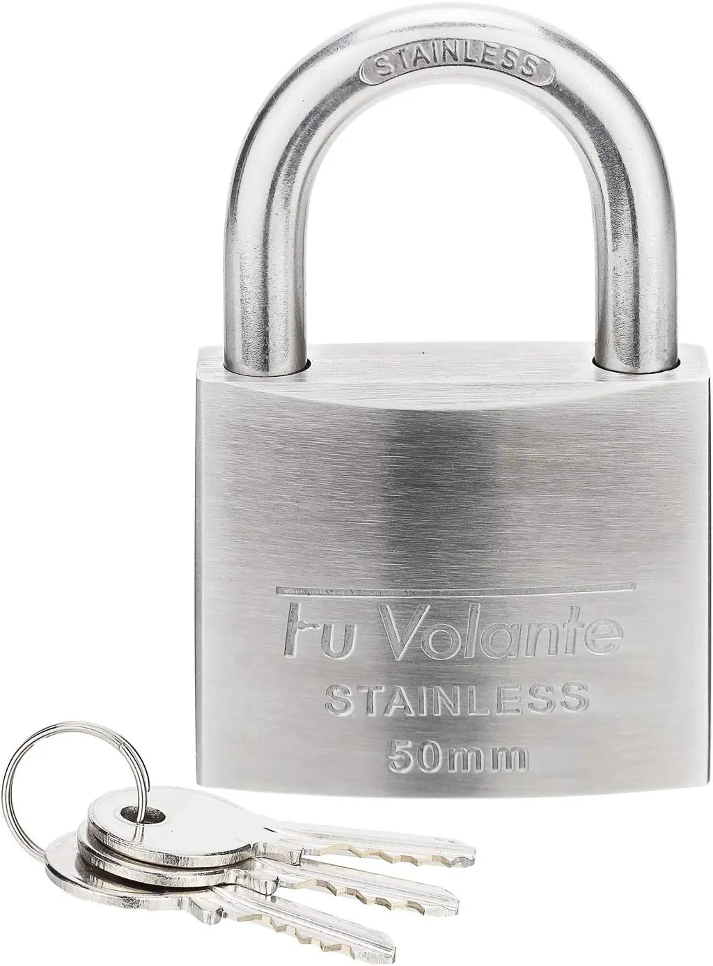 Stainless Steel Pin Tumbler Padlock, 304 Marine Series, Weatherproof Padlock for Outdoor use, 2 inch Wide Body, Keyed Different - Stainless Steel Body & Shackle