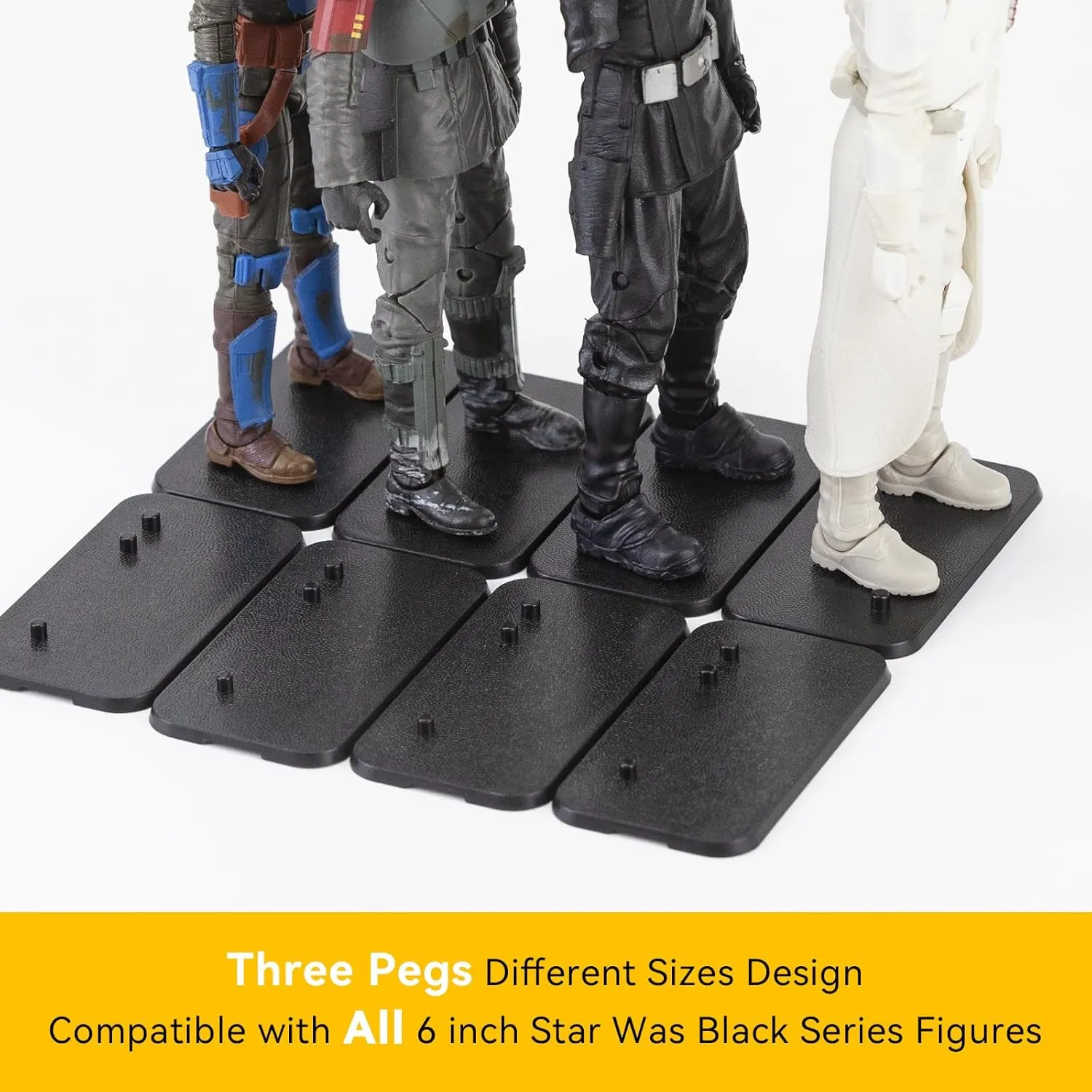 Star Was Black Series 6 inch Action Figure Stand, 1/12 Scale Original Support Display Feet Stands with Multi-Pegs, Figures Toy Organizer Bases Holder Accessories - Black Square - 32Packs