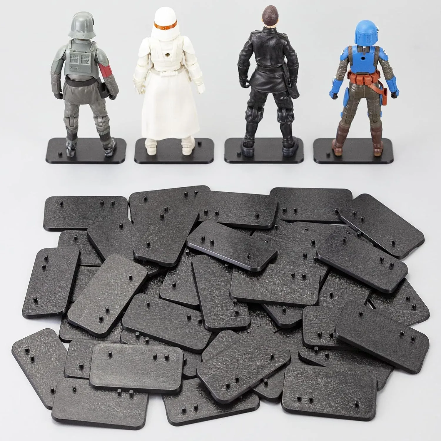 Star Was Black Series 6 inch Action Figure Stand, 1/12 Scale Original Support Display Feet Stands with Multi-Pegs, Figures Toy Organizer Bases Holder Accessories - Black Square - 32Packs