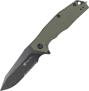 Steel Will Knives Steel Will Warbot F10 3.5'' D2 Folding Blade, Liner Lock, G10 Handle (green serrated)