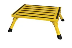 Step Stool Safety Step F-08C-Y One Step With Non-Slip Strips And Rubber Leg Tips, Foldable, 19" Width × 15" Length x 8" Height, 1000 Pound Capacity, Yellow, Aluminum