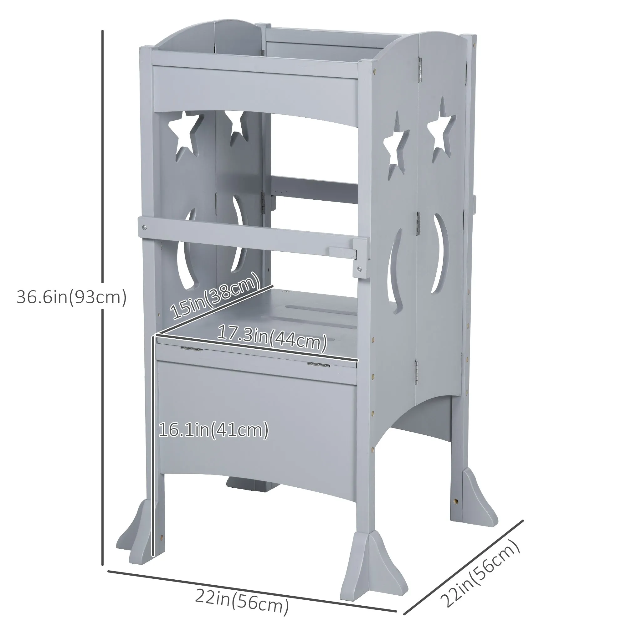 Step Stool with Support Handles Safety Rail Non-Slip Hardwood Stepping Stool for Kids Toddlers Counter Step Helper
