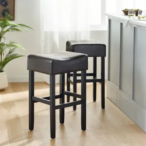 Streamdale Faux Leather Bar Stool with Sturdy Rubberwood Legs for Modern Dining
