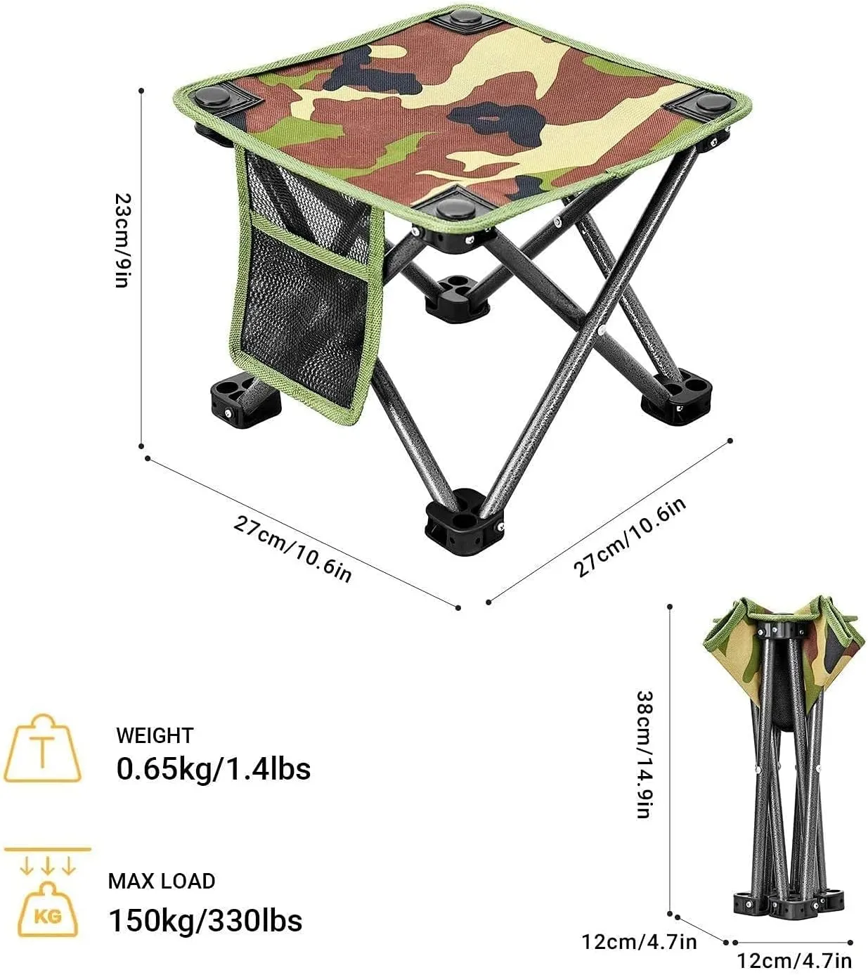 Sun Loungers Garden Folding Chair Foldable Camping Stool Lightweight Fishing Chair Mini Fold Up Seat Portable Chairs with Mesh Pocket for Camping Fishing Hiking Travel Picnic Outdoor