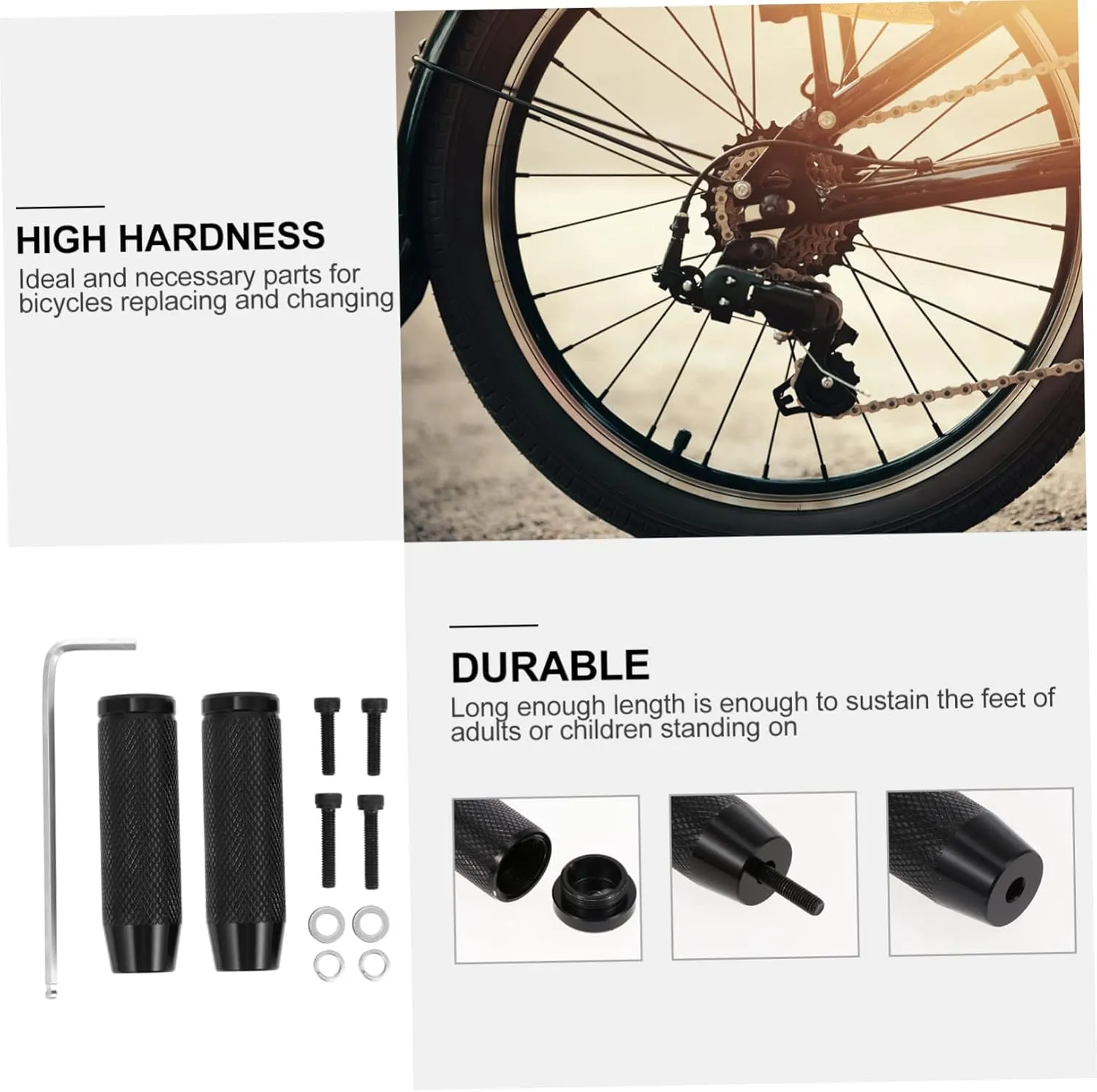 SUPVOX 1 Pair Bicycle Rear Pedal Bicycles Pegs Bicycles Pedal Belly Dancing Stunt Pedal Ski Gloves Wallet Tool