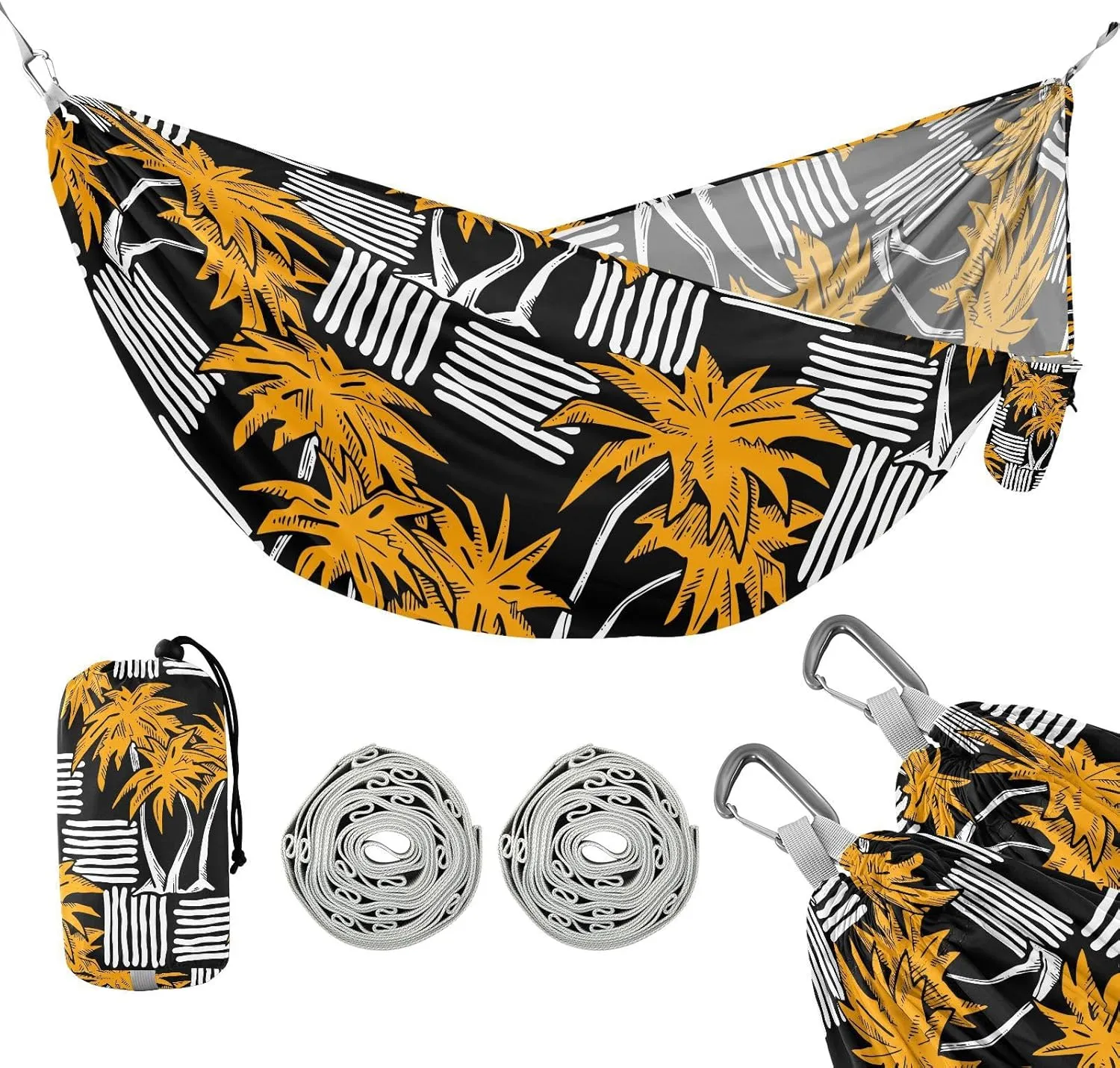 susiyo Portable Camping Hammock Tropical Palm Tree Printed Lightweight Hammock Comfortable Travel Swing with Tree Straps for Camping Hiking Backpacking Travel or Beach - Up to 330lbs