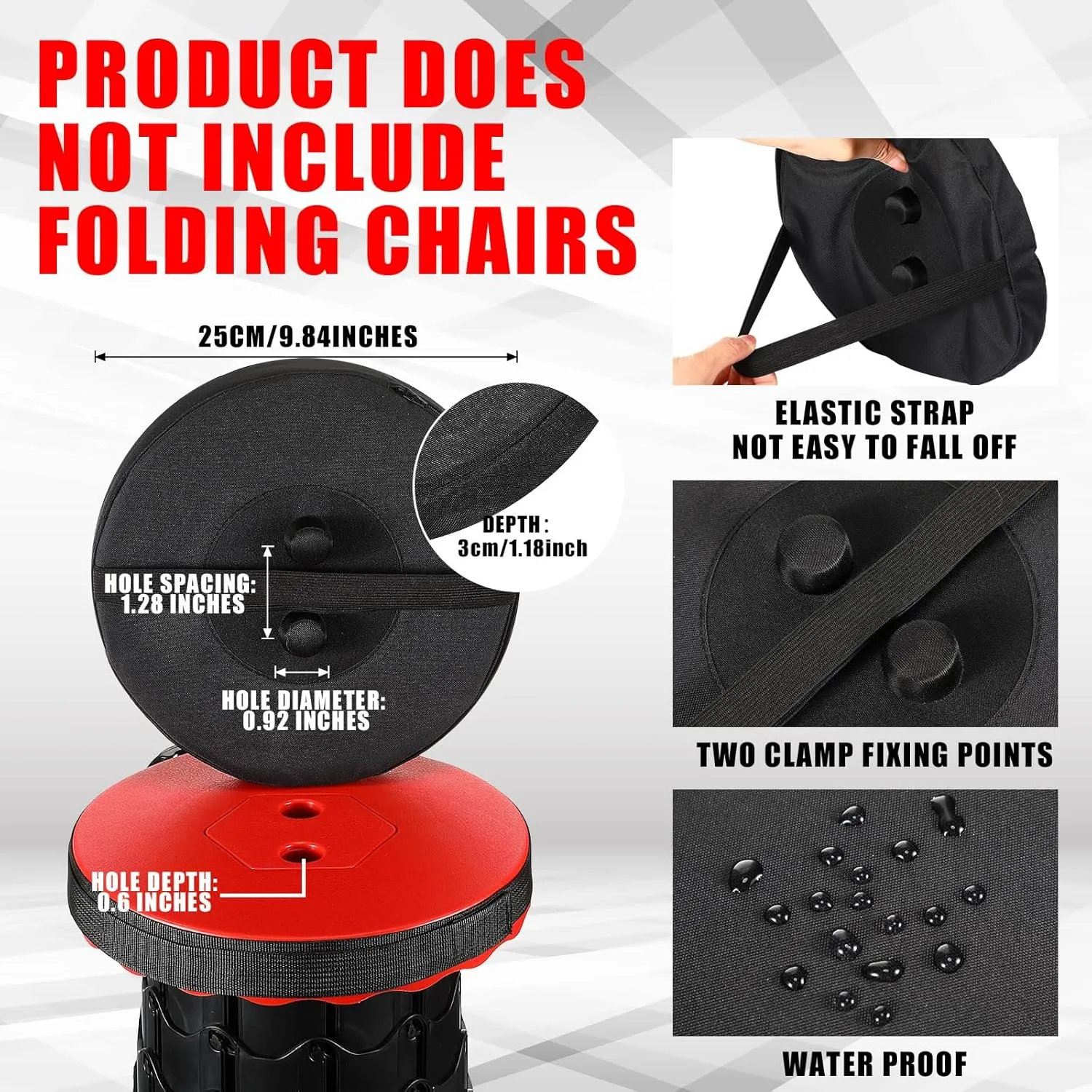 Suzile 1 Piece Telescopic Stool Cushion (Exclude Stool) with Memory Foam Retractable Folding Stool Cushion with Elastic Strap Round Thickened Folding Cushion