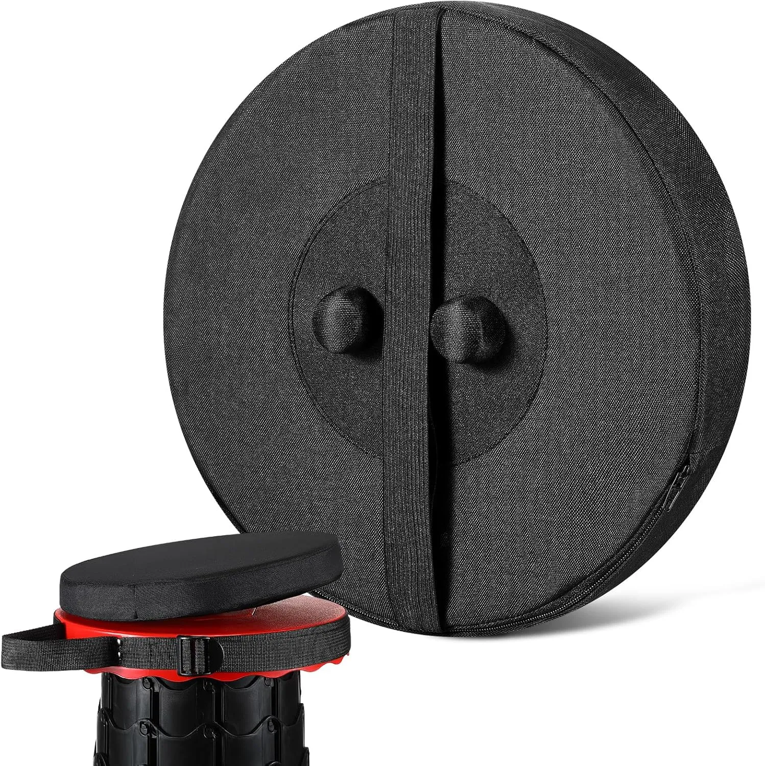 Suzile 1 Piece Telescopic Stool Cushion (Exclude Stool) with Memory Foam Retractable Folding Stool Cushion with Elastic Strap Round Thickened Folding Cushion