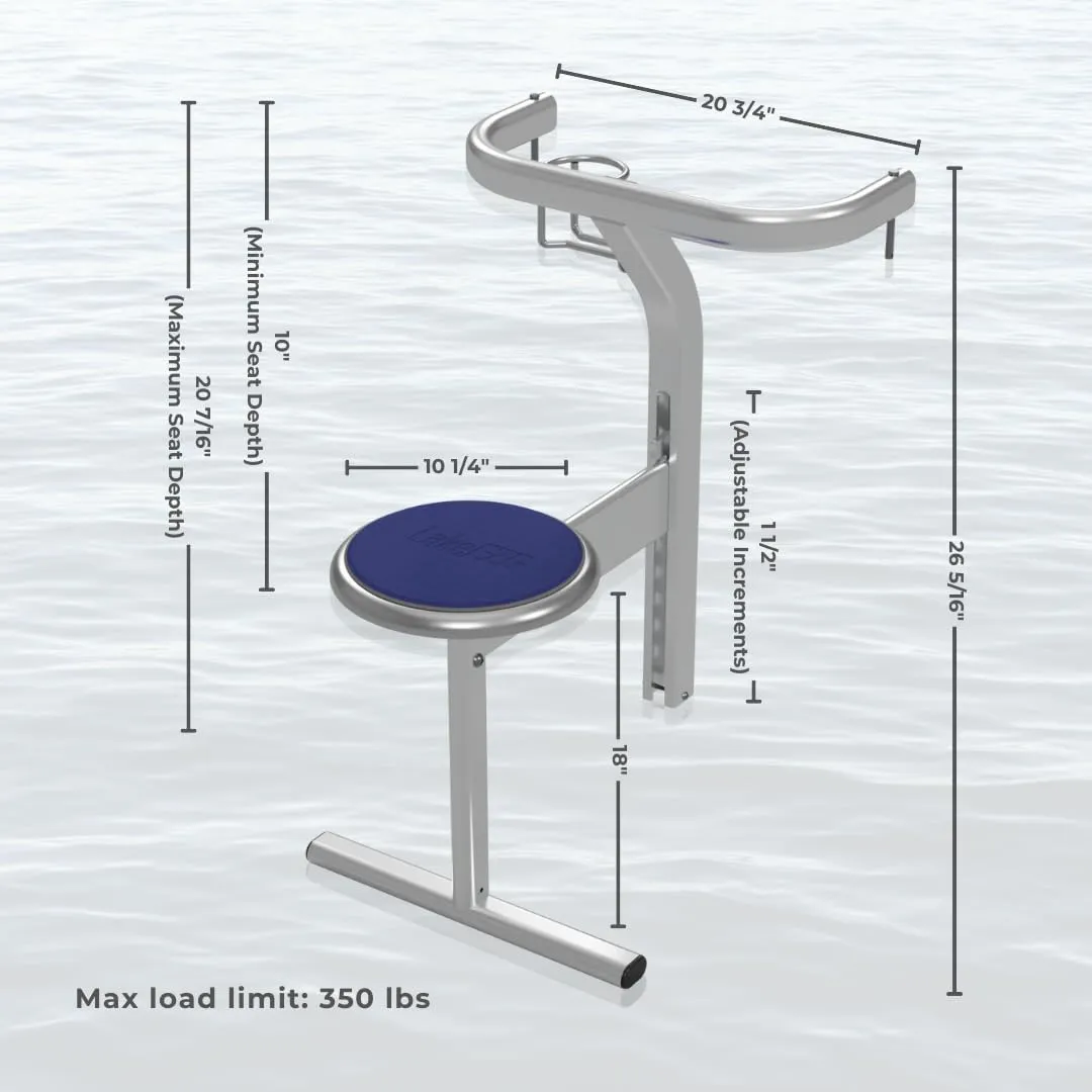 Swim Stool (Espresso Brown, Pair) – Premium Dock Accessory for Water Seating – Adjustable Height for Docks, Pools & Waterside Use – Built-in Cup Holder – UV-Resistant, Durable, Made in the USA