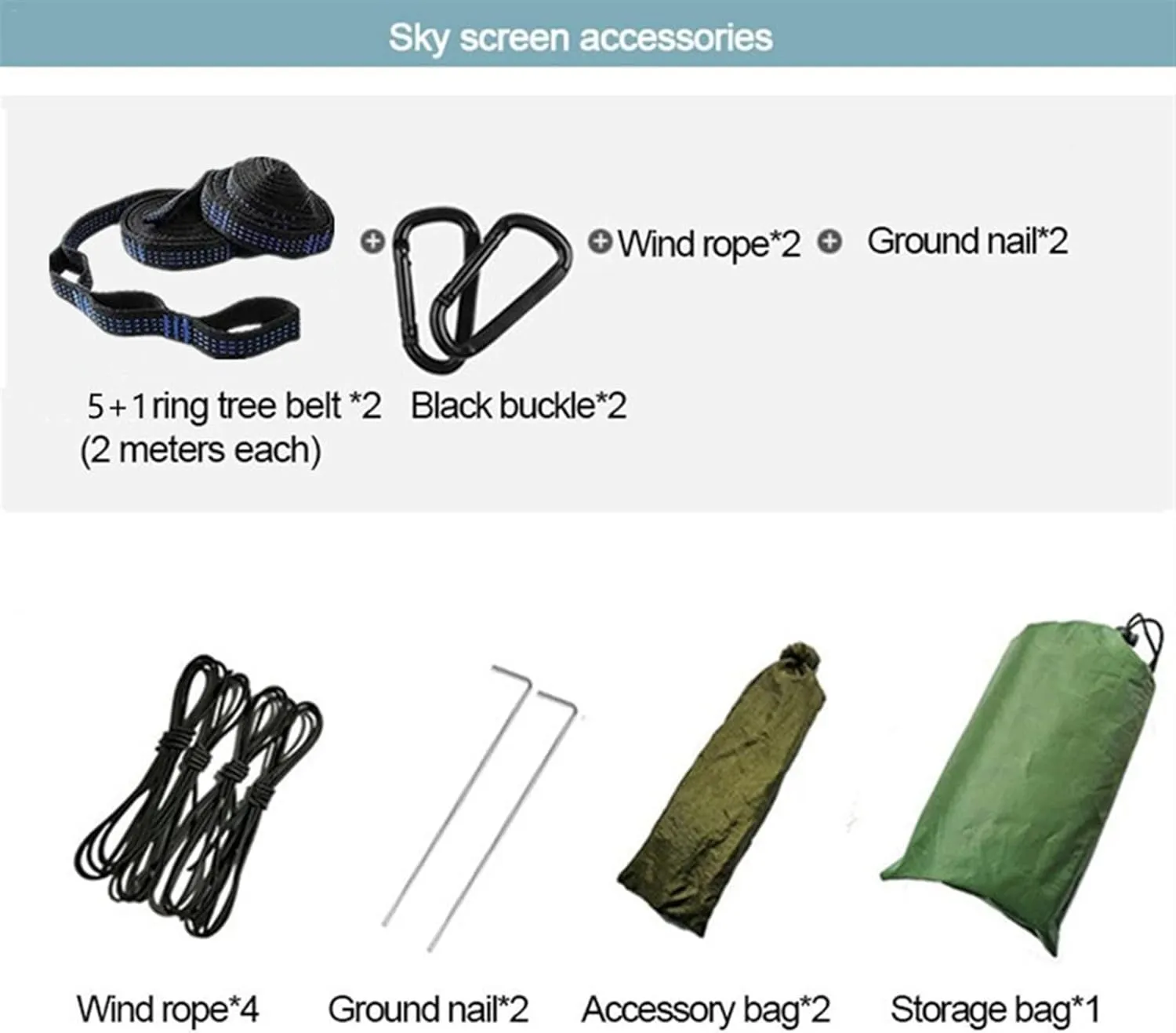 Swing Set Camping Hammock, Portable Travel Hammock with Net and Rainfly, Tree Light Hammock Tent for Outdoor Backyard Hiking Swing Seat (Color : Blue and Black)