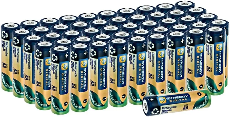 Synergy Digital Baby Monitor Batteries, Compatible with Angelcare AC300 Baby Monitor, (Ni-MH, 1.25V, 2800mAh), Combo-Pack Includes: 50 x AA Rechargeable Batteries