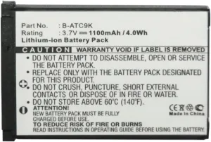 Synergy Digital Camera Battery, Compatible with Oregon Scientific B-ATC9K Digital Camera, (Li-ion, 3.7V, 1100mAh) Ultra High Capacity, Replacement for Oregon Scientific B-ATC9K Battery