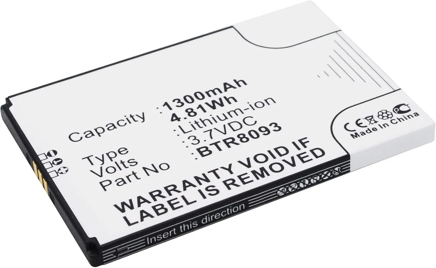 Synergy Digital Camera Battery, Compatible with Utstarcom ADR2100MVO Digital Camera, (Li-Ion, 3.7V, 1300 mAh) Ultra High Capacity, Replacement for Utstarcom BTR8093 Battery