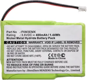 Synergy Digital Cordless Phone Battery, Compatible with AGFEO McNairF6M3EMX Cordless Phone, (Ni-MH, 3.6V, 400mAh) Ultra High Capacity, Replacement for VODAFONE F6M3EMX Battery