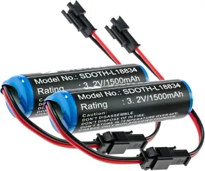 Synergy Digital Solar Batteries, Compatible with Gama Sonic GS32V15 Solar, (LiFePO4, 3.2V, 1500mAh), Replacement for Gama Sonic GS32V15 Battery, Pack Includes: 2 x SDOTH-L18834 Batteries