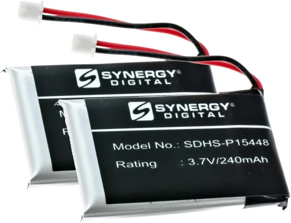 Synergy Digital Wireless Headset Batteries, Compatible with MITEL 6940 Wireless Headset, (Li-Pol, 3.7V, 240mAh), Replacement for MITEL 50005711 Battery, Pack Includes: 2 x SDHS-P15448 Batteries