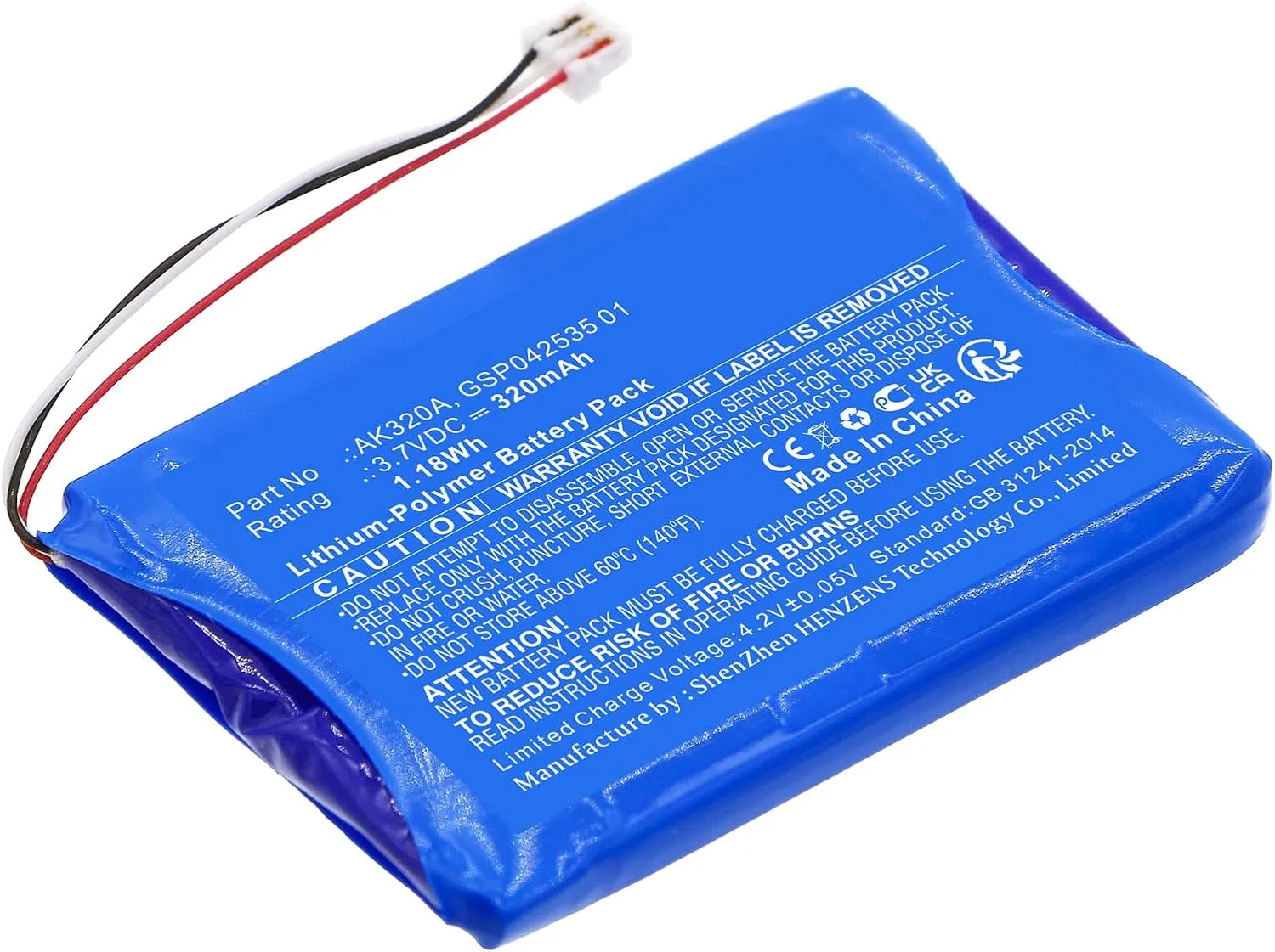 Synergy Digital Wireless Headset Battery, Compatible with AGFEO IP Multi-Cell Wireless Headset, (Li-Pol, 3.7V, 320mAh) Ultra High Capacity, Replacement for Snom AK320A Battery