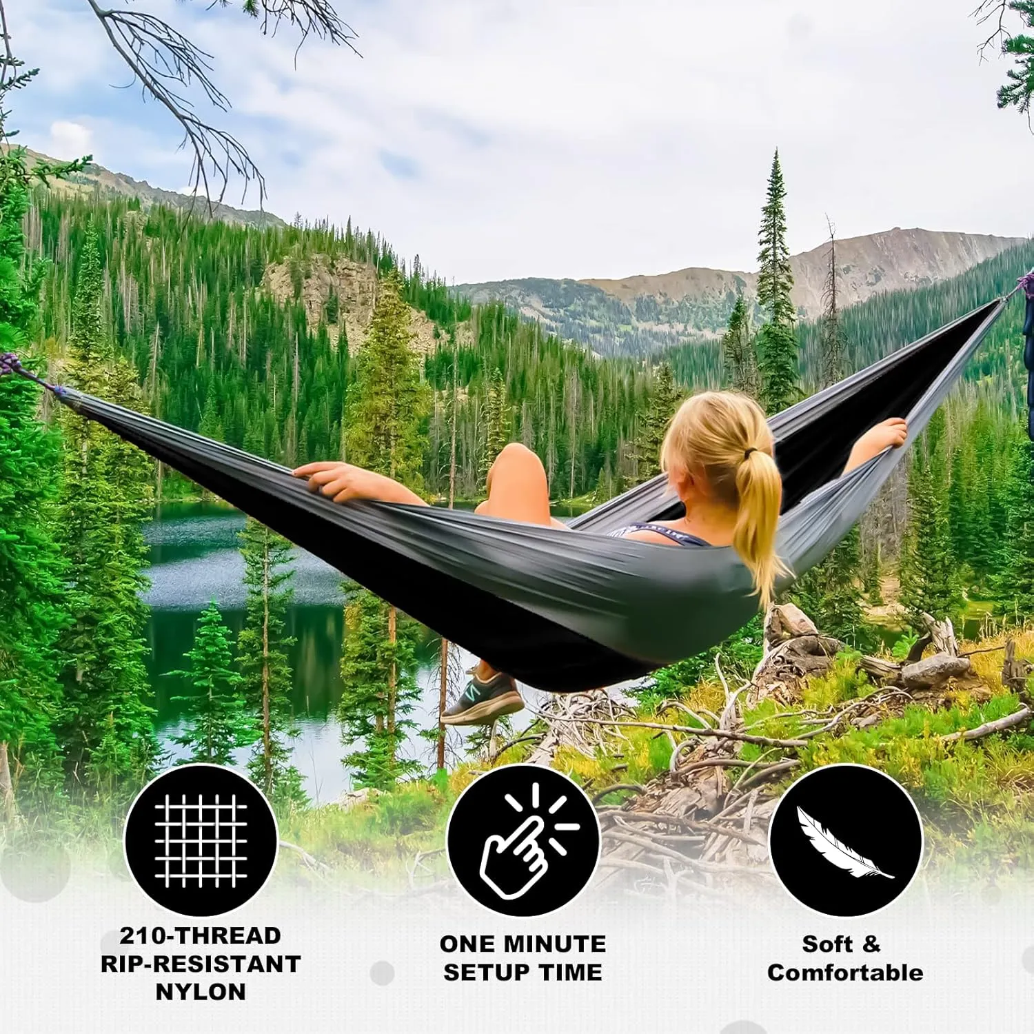 SZHLUX Camping Hammock Double Portable Hammocks Camping Accessories and Camping Gear,Great for Hiking,Outdoor,Beach,Camping