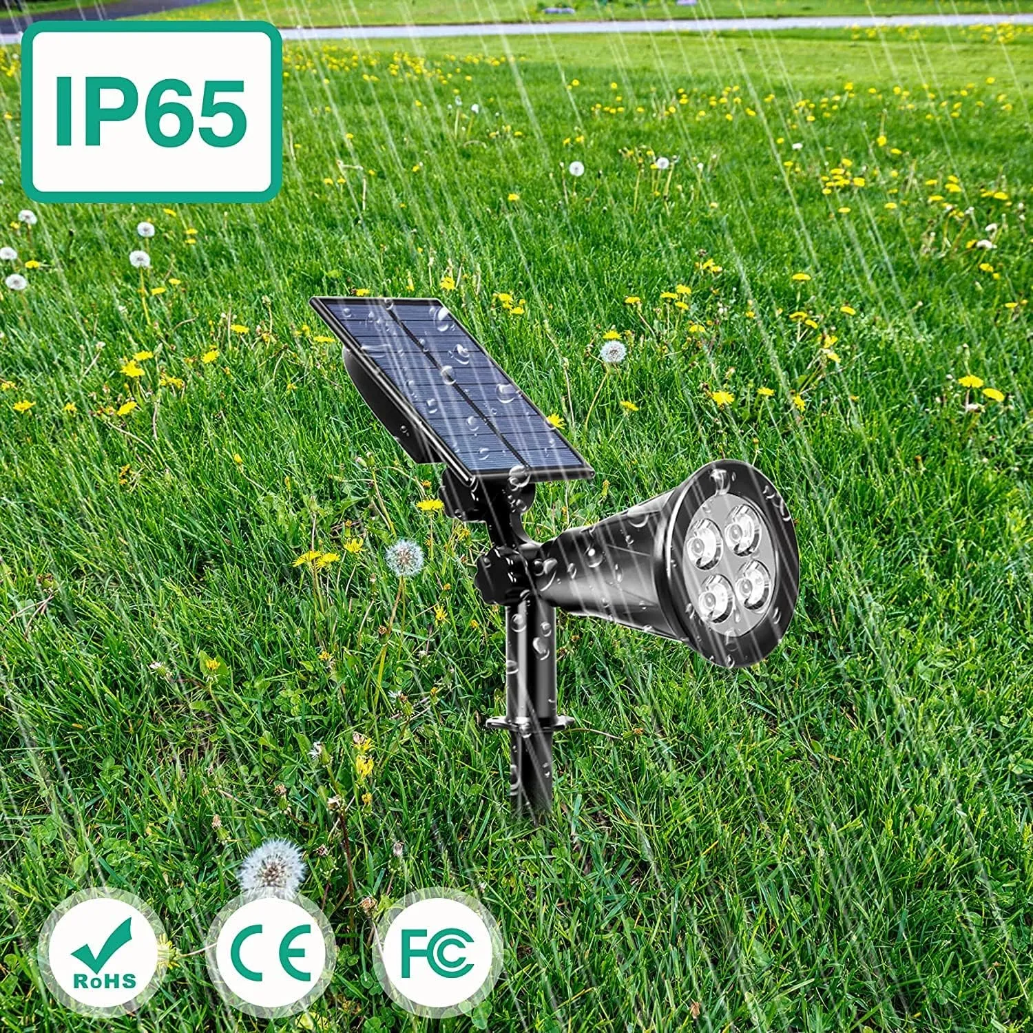 T-SUNUS Blue Solar Lights Outdoor Waterproof IP65, 2 Pack Garden Spotlights, Auto-on/Off Security Landscape Pond Spot Light 2 Modes for Halloween Christmas Tree Patio Garage Yard Driveway Pool Fence