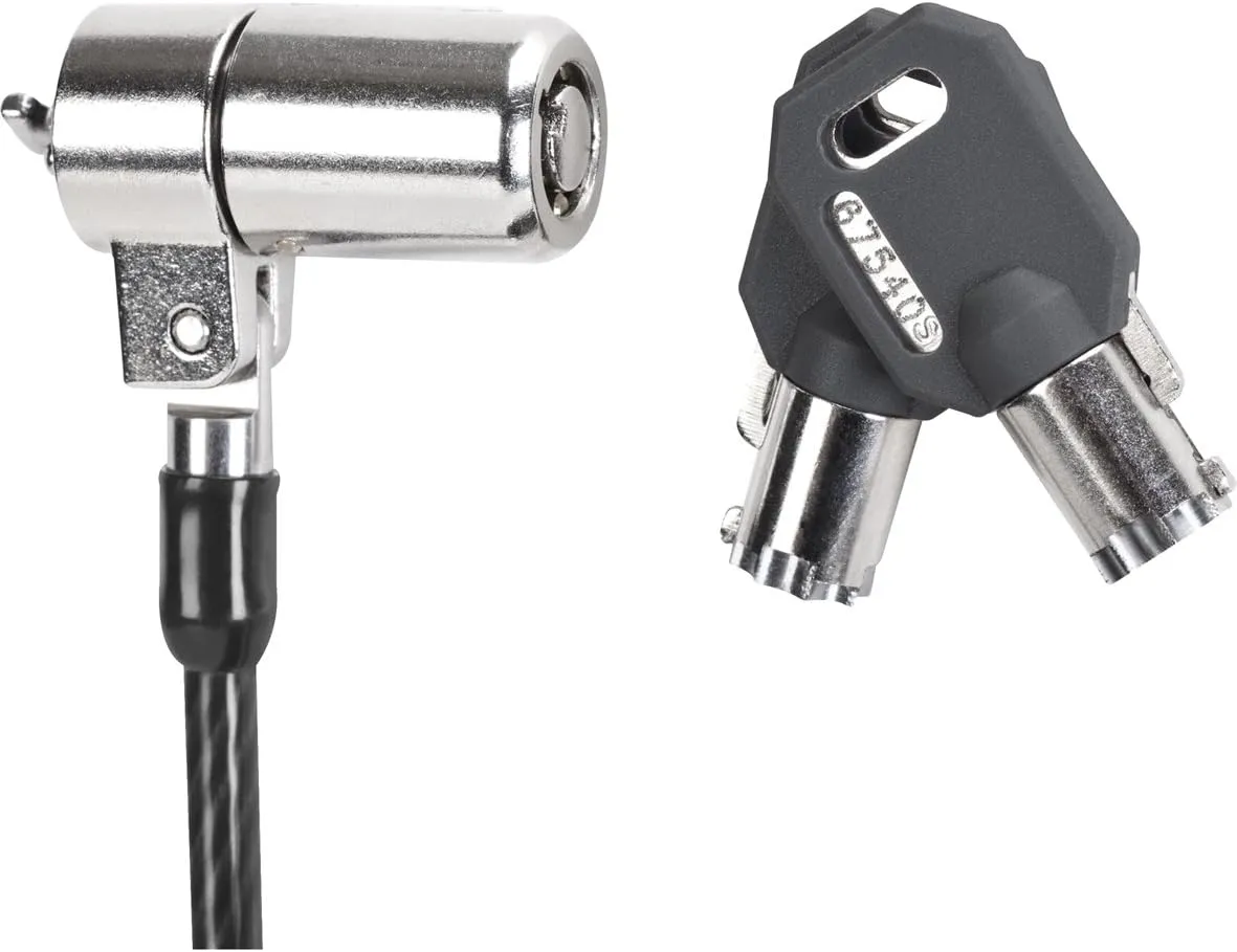 Targus DEFCON T-Lock Key Cable Lock for Laptop Computer and Desktop Security Cable (ASP48EU), Black
