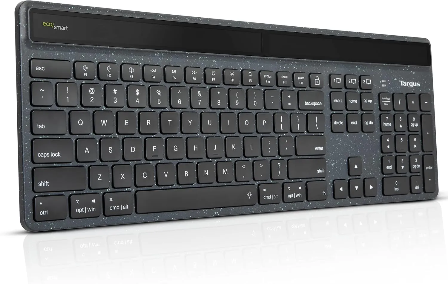 Targus Full-Size Sustainable EcoSmart Bluetooth Keyboard, Black - Compatible with Chrome OS, Windows, macOS, iOS, and Android (AKB868US)