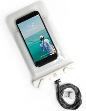 Tech Candy Dry Spell Water Defender Bag, White - Waterproof Protective Pouch for Smartphones & Valuables, Transparent Touchscreen-Compatible, IPX8 Certified, with Lanyard & Secure Lock, Dry Bag