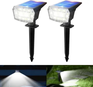 TECKNET Solar Spot Lights Outdoor 59 LEDs, 3 Lighting Modes, 2-in-1 Solar Lights Outdoor Waterproof IP65, Spotlight for Outside, Wall, Yard, Garden - 2 Pack, Cool White