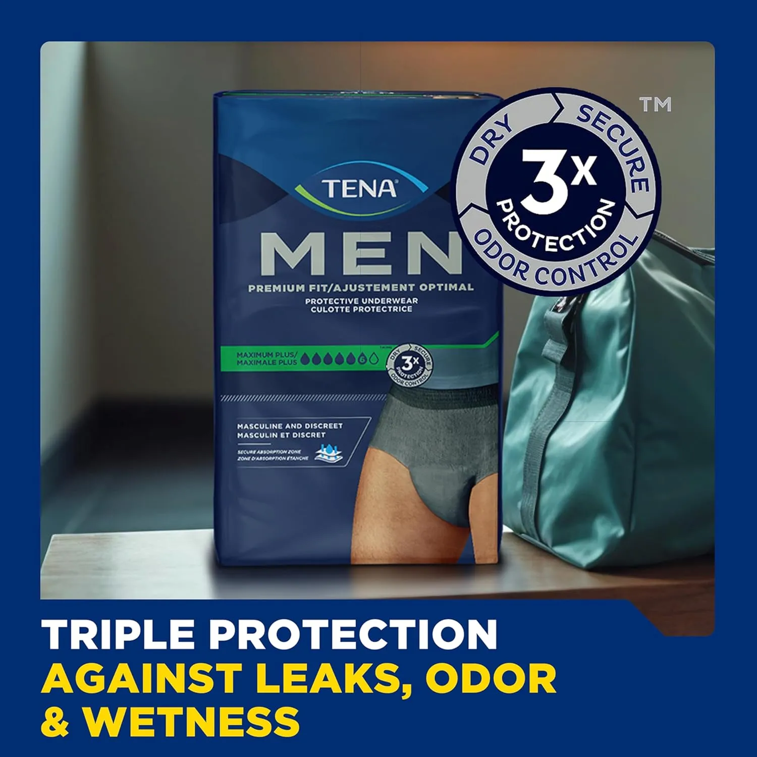 TENA Incontinence Underwear for Men, Maximum Plus Absorbency, Large/Extra Large - 56 Count (Packaging May Vary)