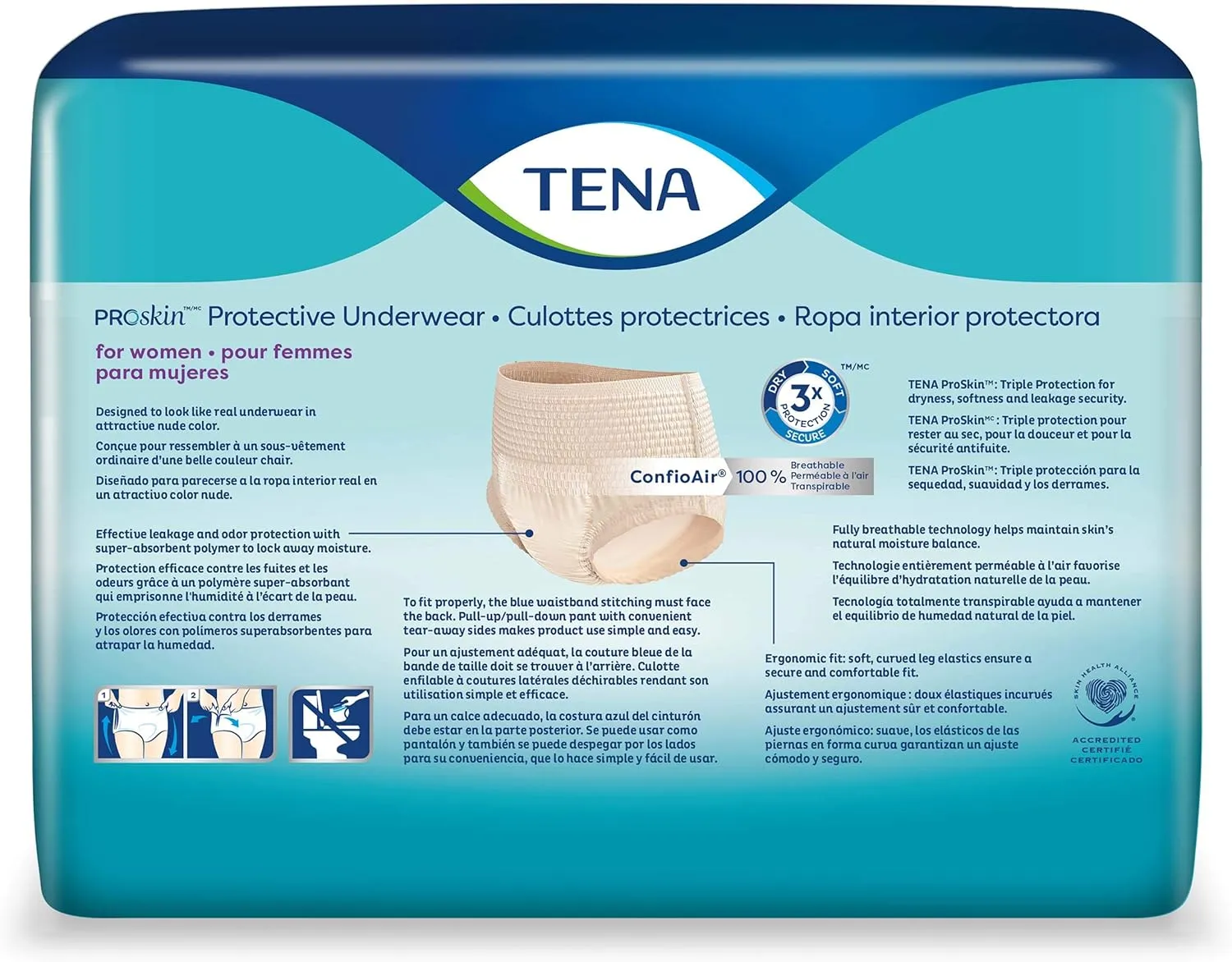 TENA Incontinence Underwear for Women, Maximum Absorbency, ProSkin - Small/Medium - 80 Count
