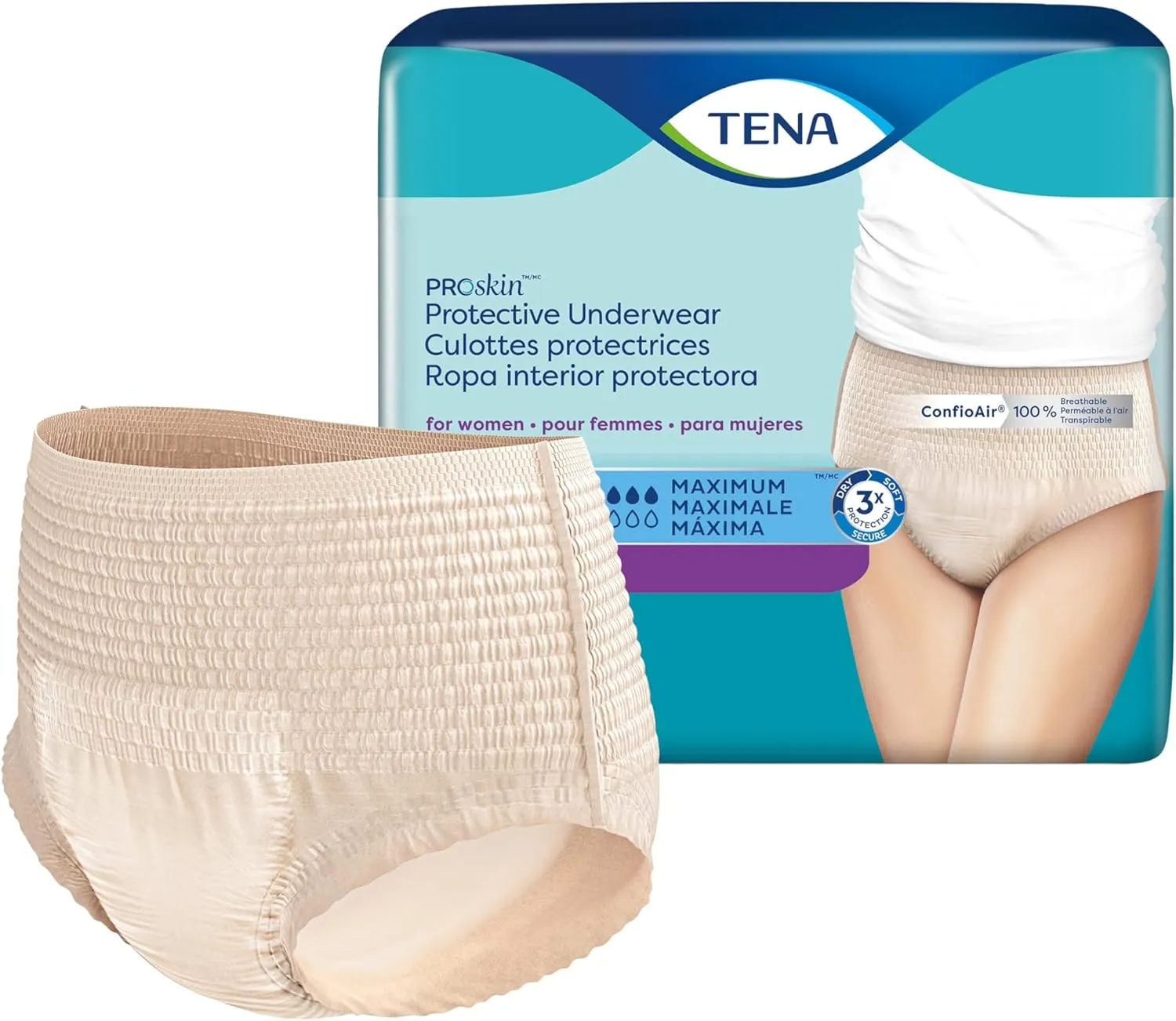 TENA Incontinence Underwear for Women, Maximum Absorbency, ProSkin - Small/Medium - 80 Count