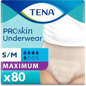TENA Incontinence Underwear for Women, Maximum Absorbency, ProSkin - Small/Medium - 80 Count