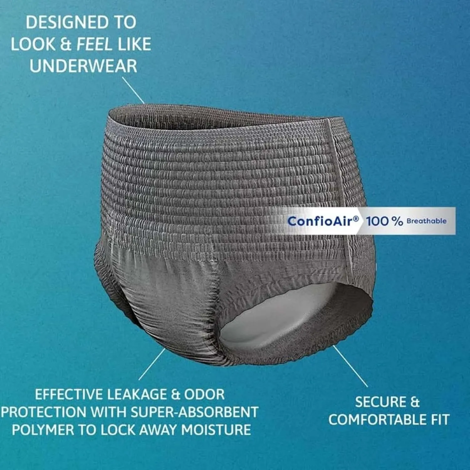 TENA ProSkin Disposable Underwear Male Pull On with Tear Away Seams Medium, 73520, Maximum, 80 Ct