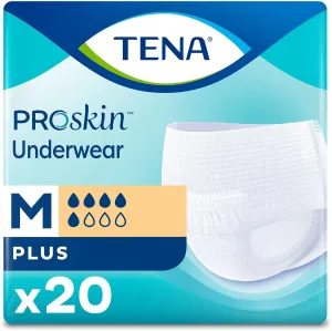 TENA ProSkin Plus Disposable Underwear Pull On with Tear Away Seams Medium, 72632, 80 Ct