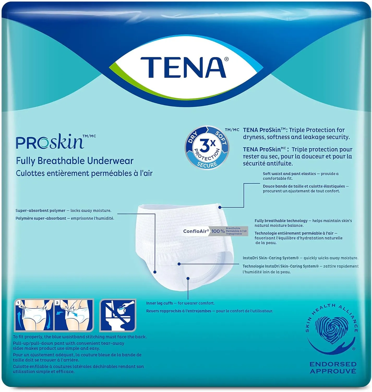 TENA ProSkin Plus Disposable Underwear Pull On with Tear Away Seams Medium, 72632, 80 Ct