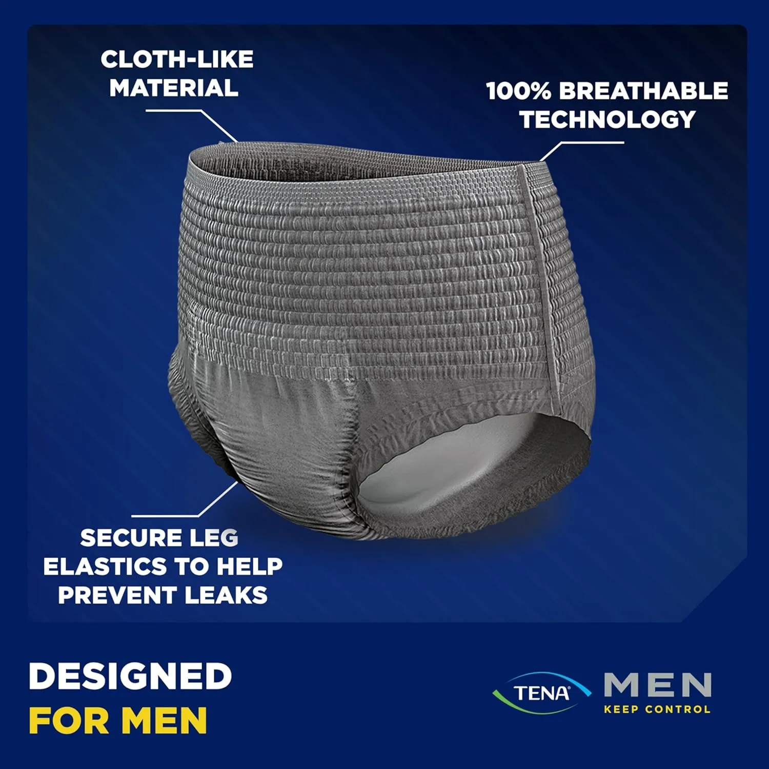 TENA Protective Adult Incontinence Underwear for Men, Maximum, Large, Grey, Disposable, 80 Count (New Sizing)