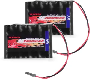 Tenergy 2 Pack NiMH Receiver RX Battery with Hitec Connectors 6V 2000mAh High Capacity Rechargeable Battery Pack for RC Airplanes/RC Aircrafts and More