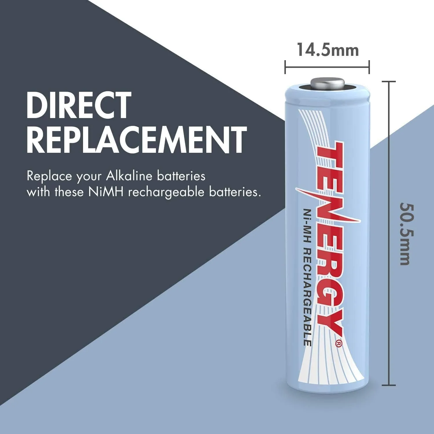 Tenergy AA Rechargeable Battery, High Capacity 2500mAh NiMH AA Battery, 1.2V Double A Batteries, 12 Pack
