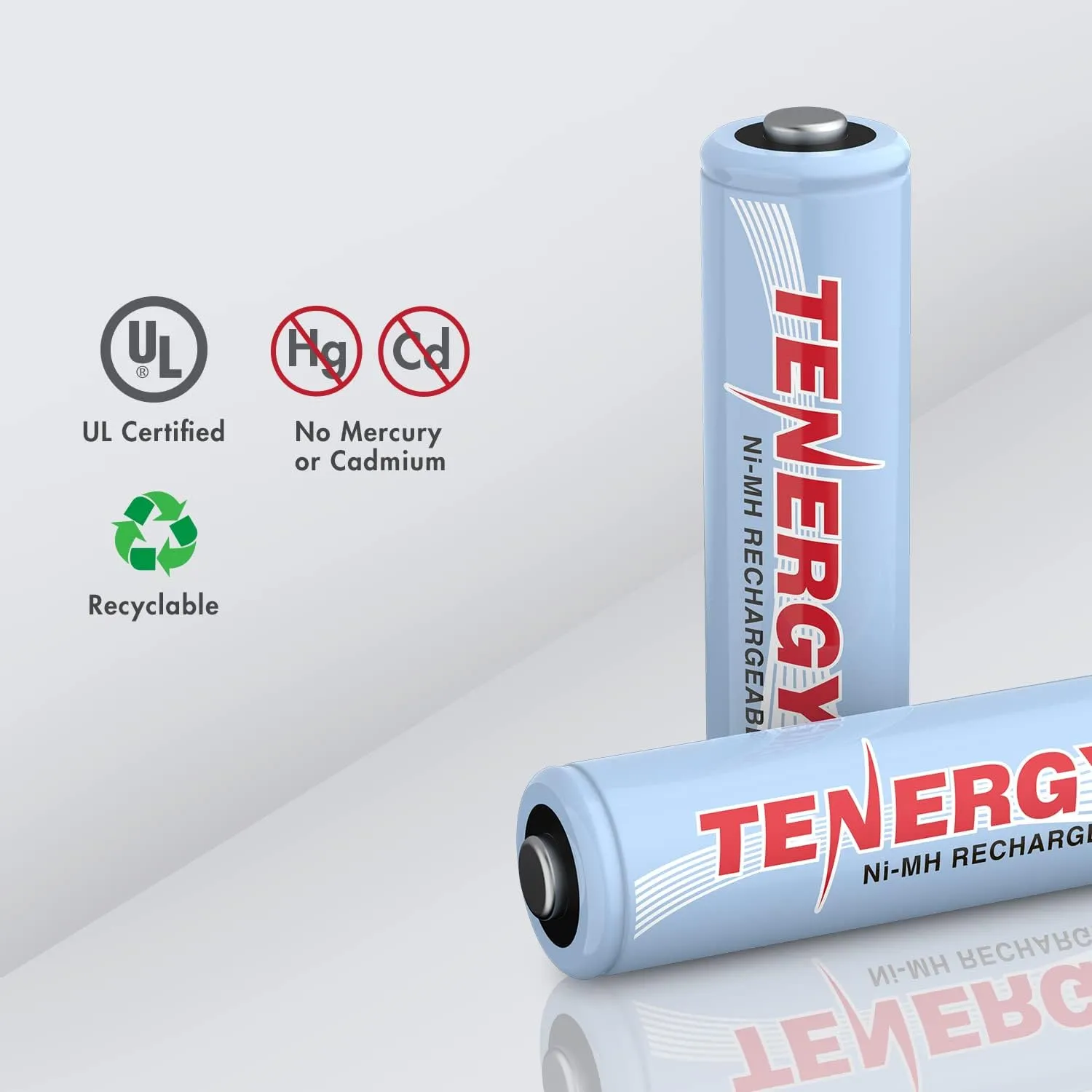 Tenergy AA Rechargeable Battery, High Capacity 2500mAh NiMH AA Battery, 1.2V Double A Batteries, 12 Pack